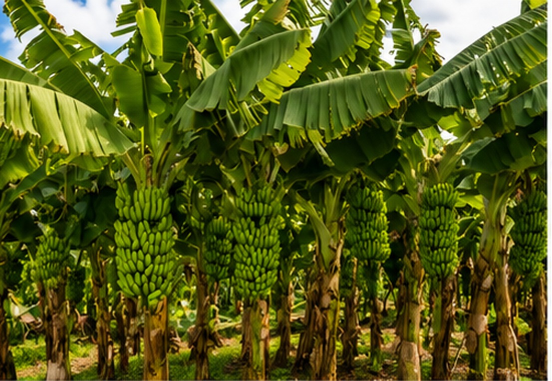 Banana bunches ready for harvest