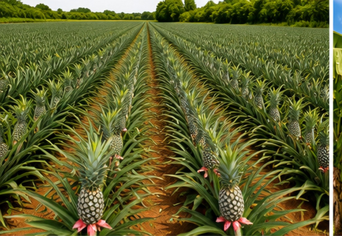 Pineapple field rows