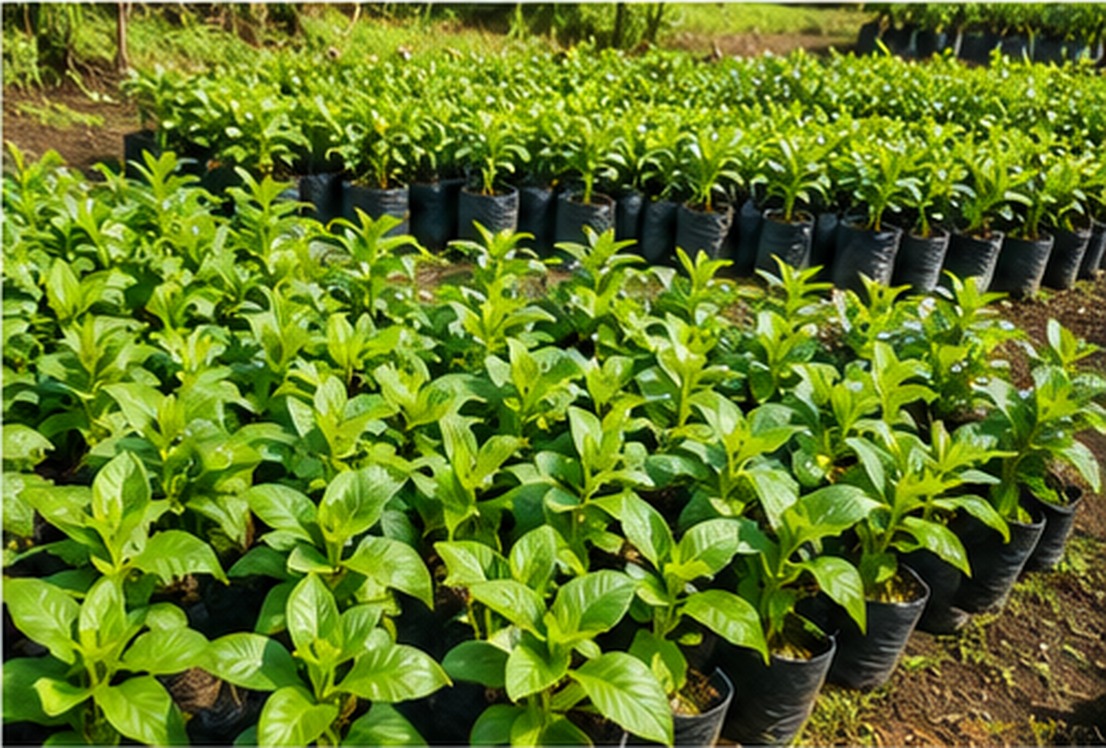 Crop seedlings nursery ready for planting